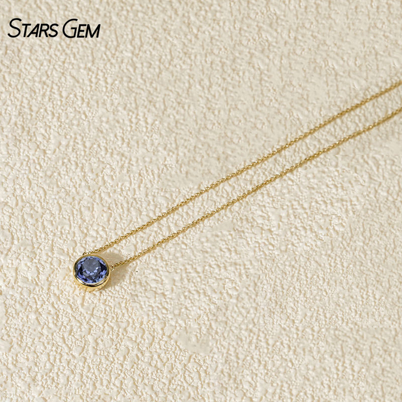 10K Yellow Gold+Lab Sapphire(Royal Blue)