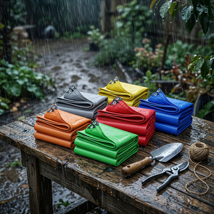 Bâches industrielles extérieures renforcées en vinyle imperméable de qualité supérieure, tissées et revêtues de PVC, multicolores, 550 GSM, pour tentes et camions - Product Image 1