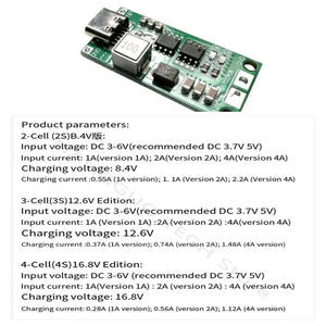 2S 3S 4S Type-C USB บอร์ดชาร์จแบตเตอรี่ Li-Ion พร้อม DC3-5V และระบบป้องกันแบตเตอรี่สำหรับชิ้นส่วนอิเล็กทรอนิกส์ - Product Image 4