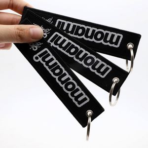 Wholesale Woven Jet Key Tag <b>Custom</b> Streetwear Style Embroidered Fabric <b>Keychain</b> for Fashion Brand Merchandise - Product Image 1