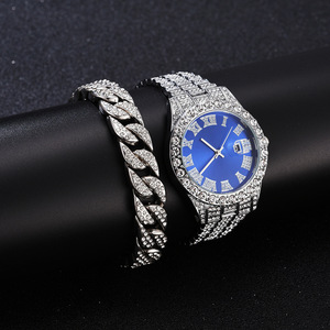 Conjunto de Reloj y Brazalete de Lujo con Diamantes, Estilo Romano Clásico, Chapado <span class=keywords><strong>en</strong></span> Oro - Product Image 3