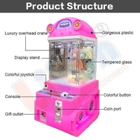 Игровой автомат-кран Lifun Colorful Mini, сертифицированный CE, для одного игрока, настраиваемый, детский аркадный автомат, монетоприемник, игра «Лови куклу», малый размер