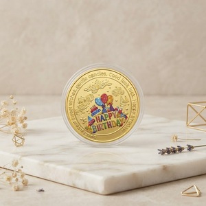 Moneta Commemorativa Placcata Oro '<span class=keywords><strong>Buon</strong></span> <span class=keywords><strong>Compleanno</strong></span>' con Smalto Colorato e Rilievo, con Custodia, Regalo Souvenir per Feste, Vendita all'Ingrosso - Product Image 6