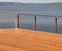 Poteau de garde-corps en acier inoxydable 36 avec câble métallique, balustrade noire, main courante en bois