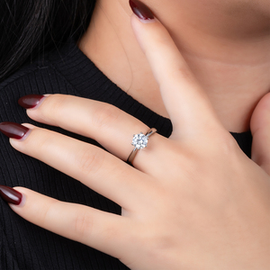 Anello di Fidanzamento in Moissanite 1CT VVS1, Argento Sterling 925 Placcato Oro 14K, Fede Nuziale Certificata GRA, Gioielli Personalizzati per Donne - Product Image 4