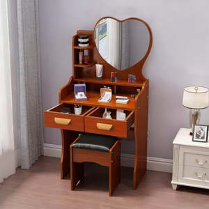 Juego de tocador blanco con espejo en forma de corazón |   Mesa de Maquillaje para Dormitorio Juvenil y Femenino - Product Image 2