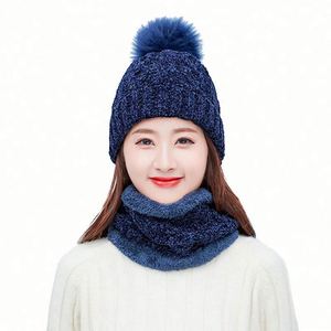 Thick Knitted Women's <b>Winter</b> Wild Plus Fluffy Line Suit New Warm <b>Winter</b> <b>Hat</b> Scarf Set Knit - Product Image 2