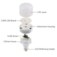 Skd E40 en aluminium moulé sous pression, ampoule led en forme de T 20w 30w 40w 50w 80w 100w