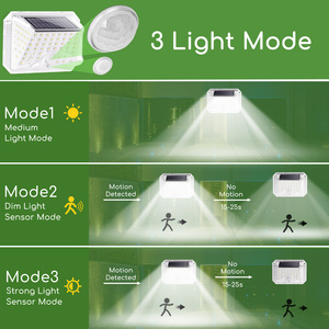 Aigostar 4-Pack esterno LED giardino solare luci 3 modalità sensore di movimento 270 grado impermeabile IP65 per Patio giardino finestre - Product Image 3