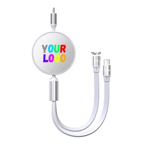 สายชาร์จแบบพับเก็บได้ 2 in 1 กำลังไฟ 100W พิมพ์โลโก้ได้ตามต้องการ หัว USB-C Type-C ชาร์จเร็วพิเศษ สำหรับโทรศัพท์มือถือ พกพาสะดวก - Product Image 1