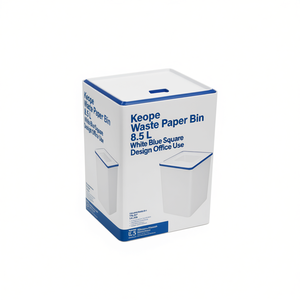 Contenedor de Papel Keope de 8.5 L, Diseño Cuadrado Blanco y Azul, para Uso en Oficina - Product Image 3