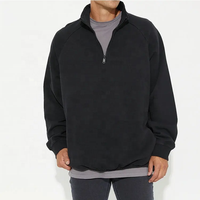 Hoodie kaus ukuran besar ritsleting samping leher Mock ritsleting ritsleting ritsleting ritsleting ritsleting Perancis Terry berat kustom
