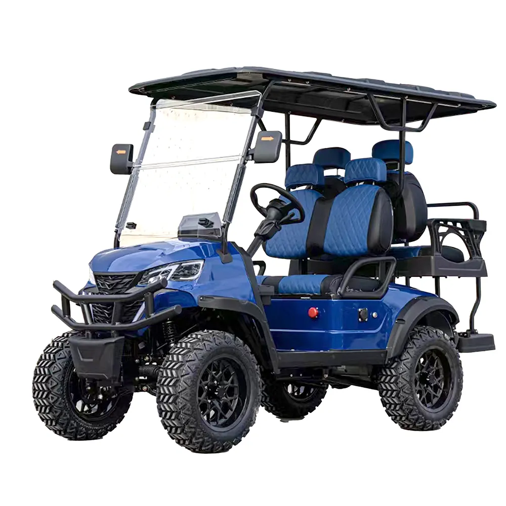 Carrello da Golf personalizzato QIFAN 6 posti sollevati da Golf Cart elettrico a quattro dischi sistema di freno a sospensione indipendente carrello da caccia