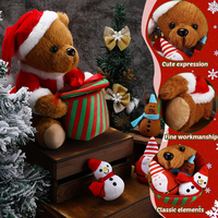 Ours en peluche unique pour Noël, avec tenue de Père Noël et seau, et mini bonhomme de neige en peluche