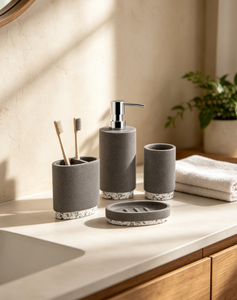 Ensemble d'accessoires de salle de <span class=keywords><strong>bain</strong></span> en résine Terrazzo moderne pour hôtel, vente en gros - Product Image 2