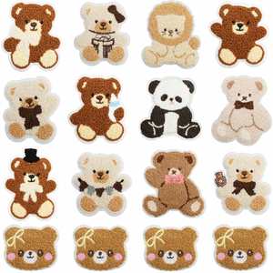 Parche Termoadhesivo de Poliéster Bordado con Diseño de Oso de Pelo Rizado, Pequeño Panda y Flor, para Decoración de Bolsos y Sombreros, Diseño de León, Envío en 7 Días - Product Image 1