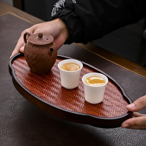 Chinese Style Bamboo <b>Tea</b> <b>Tray</b> Irregular Shape Waterproof Kung Fu <b>Tea</b> Accessory Dry Brewing Stand Household Teapot Holder - Product Image 3