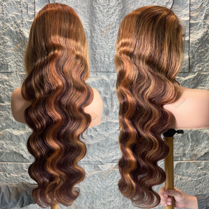 Peluca de Cabello Humano Brasileño Liso Rubio con Reflejos, Densidad 200%, con Encaje Frontal 13*4, con Cabello de Bebé, Sin Pegamento, Venta al por Mayor - Product Image 3