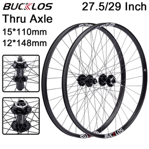 Roues de vélo BUCKLOS, jeu de roues de vélo de montagne, <span class=keywords><strong>avant</strong></span>/arrière, 15*110 mm, 12*148 mm, <span class=keywords><strong>axe</strong></span> traversant, jantes en alliage d'aluminium pour vélo de montagne - Product Image 1