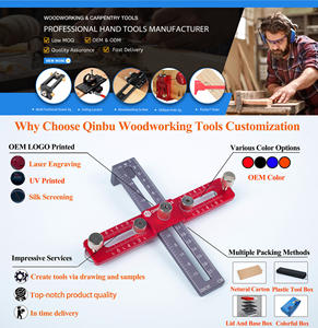 Kit de gabarit pour trous de poche Qinbu Wood, localisateur de perçage, outil professionnel pour la fabrication d'armoires/meubles, <span class=keywords><strong>menuiserie</strong></span> et perçage d'angles - Product Image 2