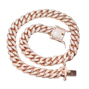 Collana Hip Hop personalizzata 2023 nuovo <span class=keywords><strong>Design</strong></span> gioielli placcato oro rosa uomini donne CZ catene a maglie cubane per Rapper gioielli all'ingrosso - Product Image 1