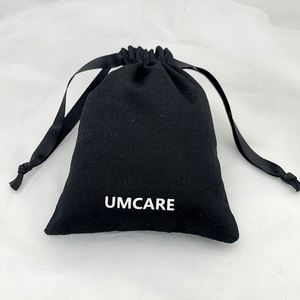 Wholesale Custom Black Cotton Canvas <b>Drawstring</b> Bag With White Printed Logo for Handbag Hat Cap Shoe Packaging Dust <b>Pouch</b> - Product Image 5