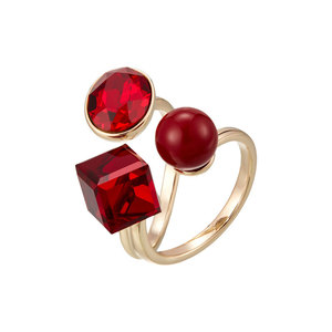 Ankora Red Geometric Open Ring <b>Adjustable</b> Crystal <b>Square</b> Index Finger Ring Party Jewelry - Product Image 5