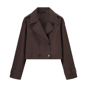 <span class=keywords><strong>Trench</strong></span> Coat Corto da <span class=keywords><strong>Donna</strong></span> Stile Britannico a Doppio Petto, Modello A-line, Tessuto, Stile Europeo di Tendenza 2026 - Product Image 3