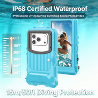 Étui de plongée étanche 15m/50ft pour iPhone 16 Pro Max 14 Pro Max, coque antichoc avec couvercle rabattable pour snorkeling