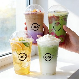 Gobelets jetables à double paroi en plastique pour jus, thé au lait, transparents, personnalisés, 16 OZ, à emporter, 500 ml, logo personnalisé - Product Image 6