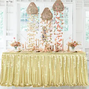 High-density Sequins Wrinkled Table Skirt Skirting Holiday Party Christmas Theme Party Decorations Table Cloth