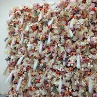 Mur floral artificiel bohème en herbe de la pampa rose poudré et terre cuite, panneau floral pour mariage, Thanksgiving, extérieur, location, boutique