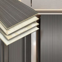 Panneau mural moderne imperméable et ignifuge en PVC WPC Panneau à lamelles cannelées composite en plastique et bois pour revêtement d'hôtel intérieur TV