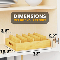 Organisateur de rangement alimentaire moderne en bambou pour garde-manger, avec séparateurs réglables et support de couvercle, boîte de rangement de table en bambou à compartiments