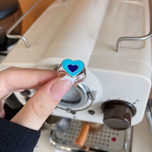 Dylam Women Fine Jewelry Cute Tiny Charm 925 Sterling <b>Silver</b> Rhodium Plated Open <b>Adjustable</b> Resizable Enamel Heart <b>Rings</b> - Product Image 2