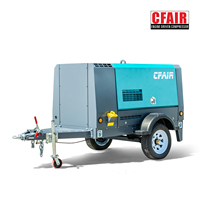 CFAIR Portable 185cfm 7bar Diesel Compresseur d'air Style aviateur industriel pour marteau-piqueur Construction Sablage Mining
