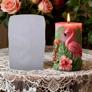 Flamingo Relief Scented <b>Candle</b> <b>Mold</b> Cylindrical Silicone <b>Mold</b> For DIY Home Decoration And Cake Making - Product Image 2