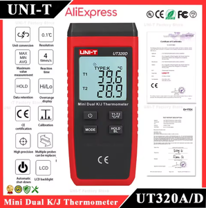 Termómetro Digital Multicanal UNI-T UT320D de Alta Calidad, -50~1300 Grados, Precisión de 0.1°C, Tiempo de Respuesta de 250ms - Product Image 5