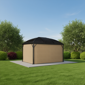 Gazebo da Giardino 3x4,2m Marrone con Tetto Rigido in Acciaio e Zanzariere - Product Image 2