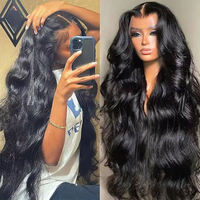 Perruques Body Wave en Cheveux Humains Vierges Péruviens, Lace Front Transparente 13x6, Sans Colle, Pré-épilées avec Baby Hair, pour Femmes Noires, Taille de Bonnet Moyenne