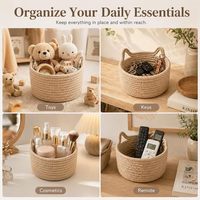 Petit panier tressé en corde de coton pour la chambre de bébé, organisateurs mignons en forme d'oreilles de chat pour organiser le bureau, décorations, jouets pour enfants, lot de 3