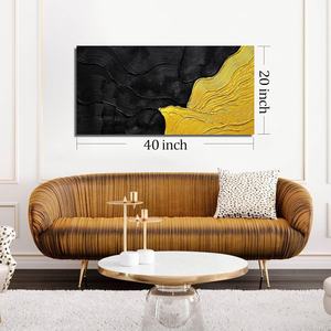 WVMAPTA - Arte Abstracto en Lienzo para Pared, Decoración Negra y Dorada para Sala de Estar, Oficina, Minimalismo, Arte 3D para Dormitorio, Tamaño 20 x 40 Pulgadas, China - Product Image 6