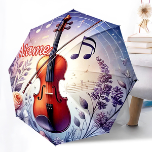 1 Pieza, Sin Pedido Mínimo, Paraguas Plegable con Diseño de Violín Clásico Personalizado, Regalo para Amantes de la Música, Impresión UV, Paraguas Personalizado - Product Image 3