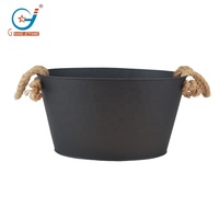 Bac à boissons ovale en métal de 5,6 gallons avec poignées en corde, seau à glace pour les fêtes, les bars et la maison