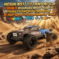 Mobil RC HOSHI N517 1/12 4WD 70KM/jam Motor Brushless 45A ESC FlySky FS-G4P 4CH Transmitter 3S Truk Monster Off-Road Kecepatan Tinggi