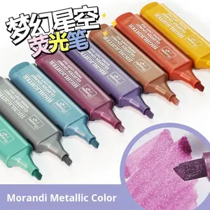 Ensemble de stylos surligneurs multicolores métalliques Morandi <span class=keywords><strong>Guangna</strong></span> 6627 avec protection oculaire, marqueur fluorescent pour le bureau et l'école - Product Image 2