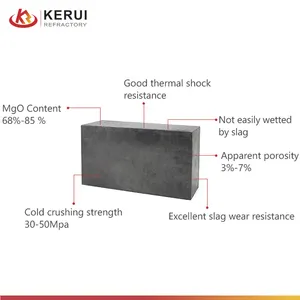 Kerui Mag magnesia Carbon gạch không nung sản xuất dẫn điện magnesia Carbon gạch chịu lửa giá tốt nhất cho eaf