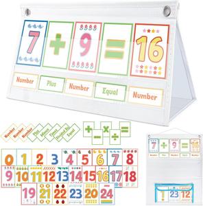 Tableau de poche éducatif pour l'apprentissage des mathématiques CVC, pour une utilisation en classe - Polyester 420D, 14,96 x 18,9 pouces, fournitures de bureau (tableau de poche uniquement) - Product Image 1
