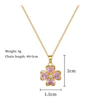 Ensemble de Bijoux Acier Inoxydable Trèfle à Quatre Feuilles Porte-Bonheur Collier et Boucles d'Oreilles Puces pour Femmes Filles Cadeau Saint-Valentin Fête