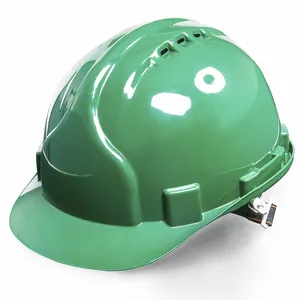 Capacete de segurança do local de construção, chapéus duros de proteção de trabalho do forro de plástico da cor verde